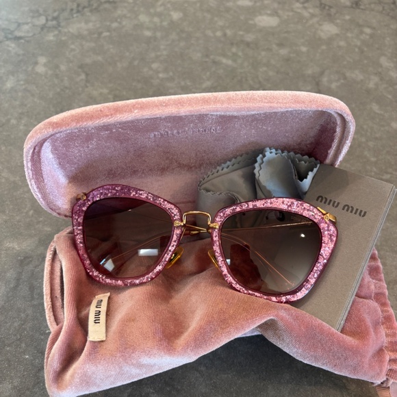 Miu Miu Accessories - Miu Miu Glitter Sunglasses Pink Glitter